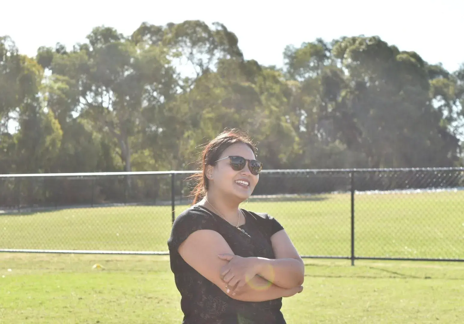 Participant smiling on the field
