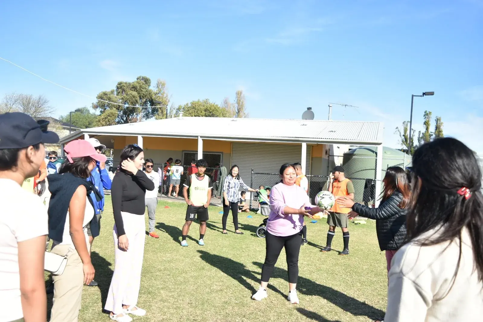 Club families sharing an outdoor activity
