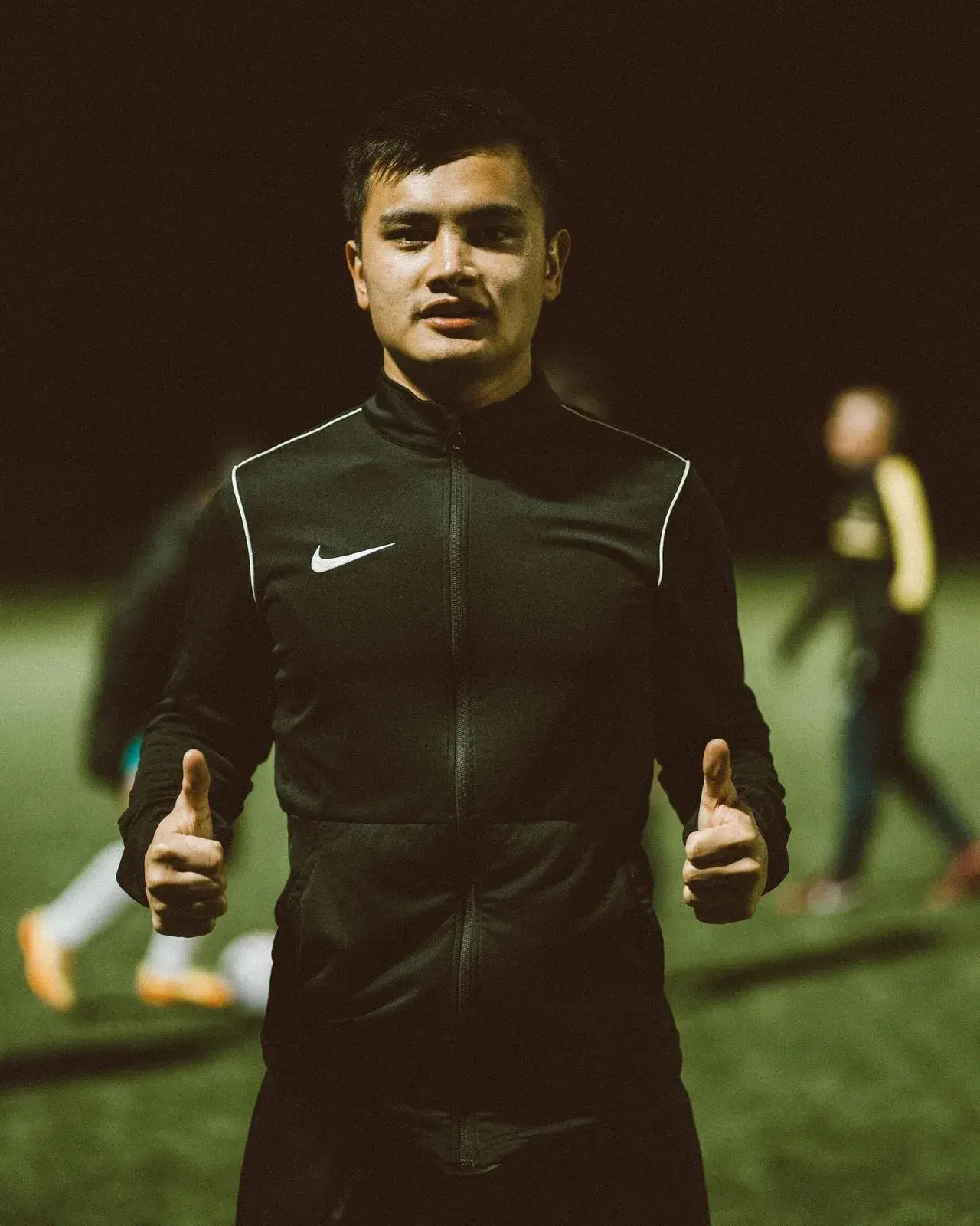 Goalkeeper during an evening match
