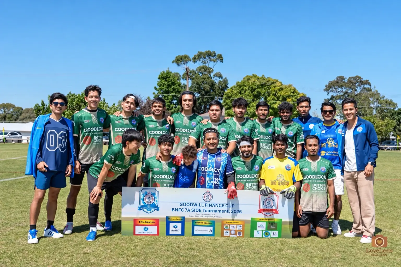 The Himalayan Tigers team in green kits at the Goodwill Finance Cup